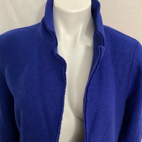 CHICO’S WOMENS Blazer Jacket size 1 Cobolt Blue Shacket wool Blend Retro - Picture 9 of 10
